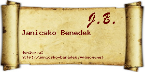 Janicsko Benedek névjegykártya